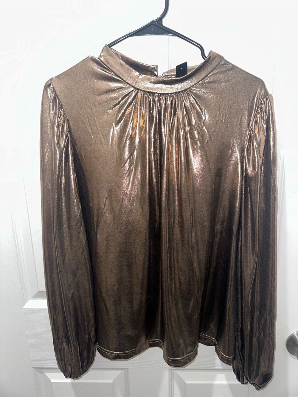Metallic Bronze Long-Sleeve Women's Top
